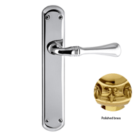 Door lever handle set on plate with yal