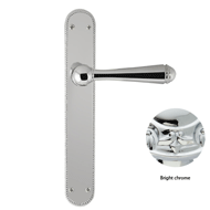 Door lever handle set on plate with yal