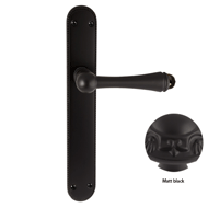 Door lever handle set on plate with yal