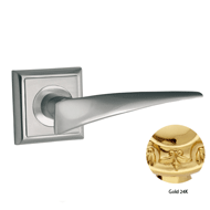 Door lever handles set on roses - Gold 