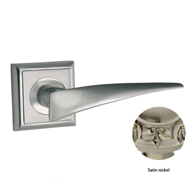 Door lever handles set on roses - Satin