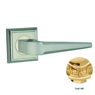 Door lever handles set on roses - Gold 