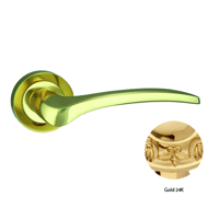 Door lever handles set on roses - Gold 