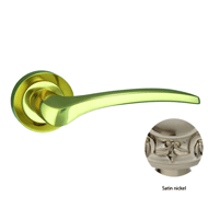 Door lever handles set on roses - Satin