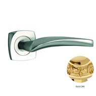 Door lever handles set on roses - Gold 