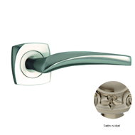 Door lever handles set on roses - Satin