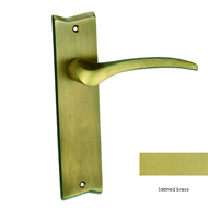 Door lever handle set on plate with yal
