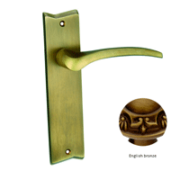 Door lever handle set on plate with yal
