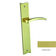 Door lever handle set on plate with yal