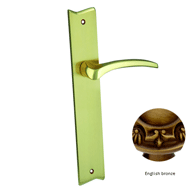 Door lever handle set on plate with yal