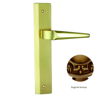 Door lever handle set on plate with yal