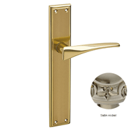 Door lever handle set on plate  with ya