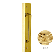 Door pull handle on plate - Gold 24K Fi