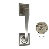 Door pull handle on rosettes - Satin ni