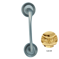 Door pull handle on rose - Gold 24K Fin