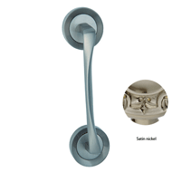 Door pull handle on rose - Satin nickel