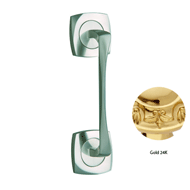 Door pull handle on rose - 199MM - Gold