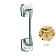 Door pull handle on rosettes - Gold 24K