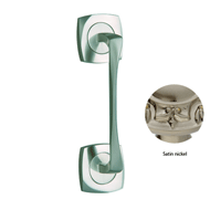 Door pull handle on rosettes - Satin ni