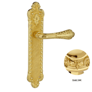 Door pull handle on plate - Gold 24K Fi