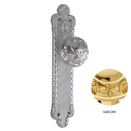 Door knob handle set on plate with yale