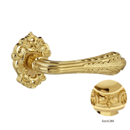 Door lever handle set on rose with lapi