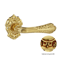 Door lever handle set on rose - Satined