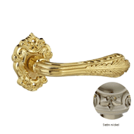 Door lever handles set on roses - Satin