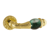 Door lever handle set on rose with Yale