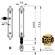 Entrance door set with Swawovski black 