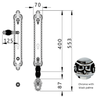 Entrance door set with Swawovski black 