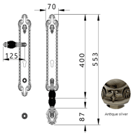 Entrance door set with Swawovski black 