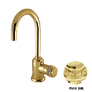 Single lever basin mixer with knob cham