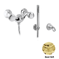 Shower mixer with decorated brass ring 