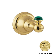 Robe hook with malachite stone -  Gold 