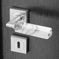 CUBE Marble Door Lever Handle - white c