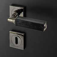 CUBE Leather Door Lever Handle -  black