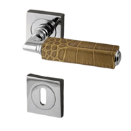 CUBE Leather Door Lever Handle - carame