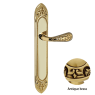 Door Lever handle on plate - Antique Br