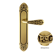 Door Lever handle on plate - Antique Br