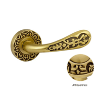 Door Lever handle on Rose - Antique Bra