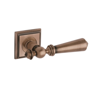 Door lever handles set on ros