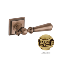 Door lever handle set on rose with Yale