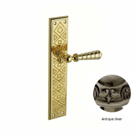 Door lever handle on plate with Key Hol