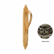 Door pull handle on plate with keyhole 