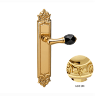 Door lever handle on plate with Black S