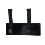 Brass Hook Rail - 2 Peg - Black Finish