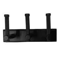 Brass Hook Rail - 3 Peg - Black Finish