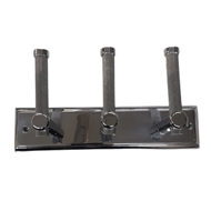 Brass Hook Rail - 3 Peg - Chrome Plated