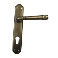 Door Lever Handle on Plate - Antique Br